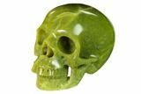 Realistic, Polished Jade (Nephrite) Skull #150881-2